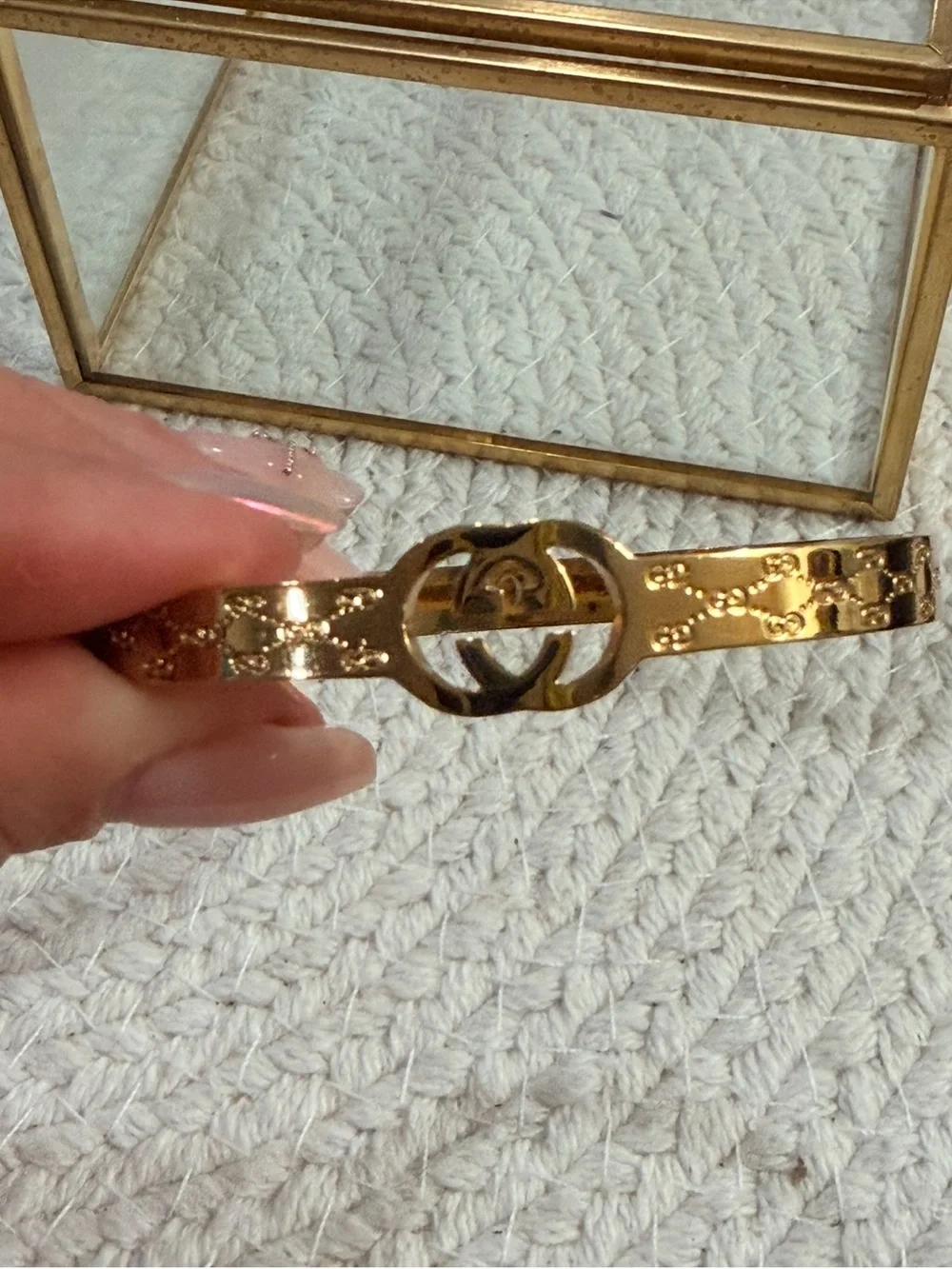 NEW Stainless Steel Logo Bangle Bracelet available in Gold Tone - Picture 3 of 8